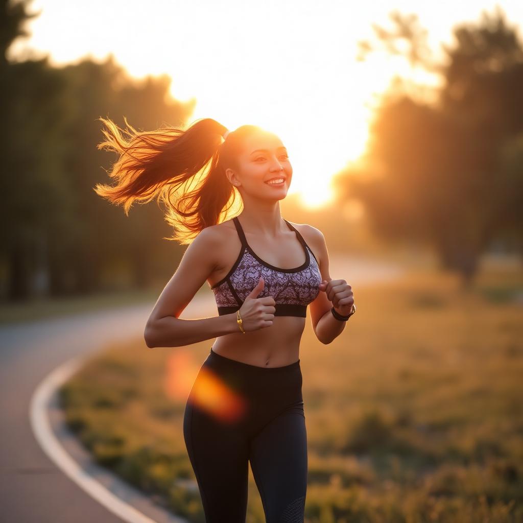 Woman running at sunrise, representing energy from Thermo Burn Pro